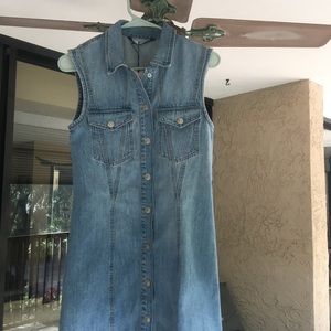 Denim mini dress with snaps